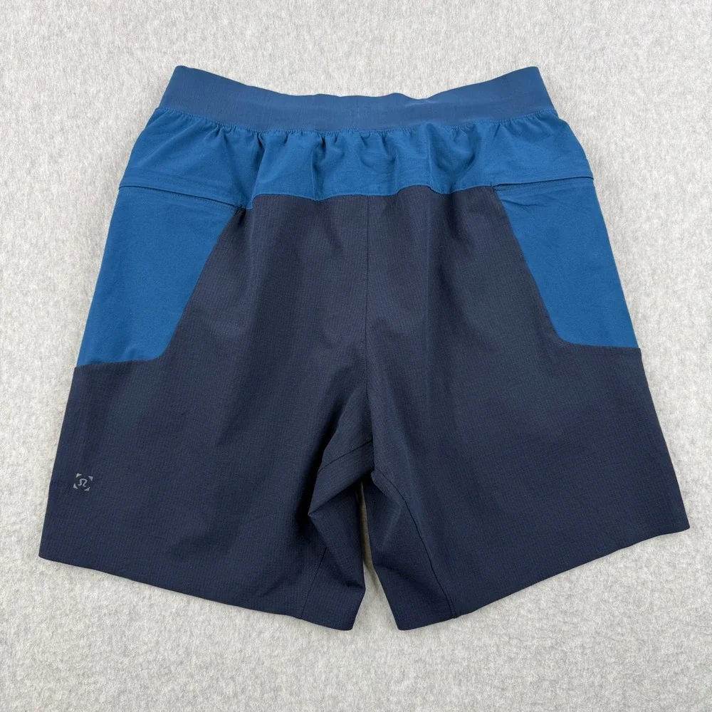 Lululemon Shorts Mens Medium Blue Namaste Mesh Lined Beach Surf Board 8
